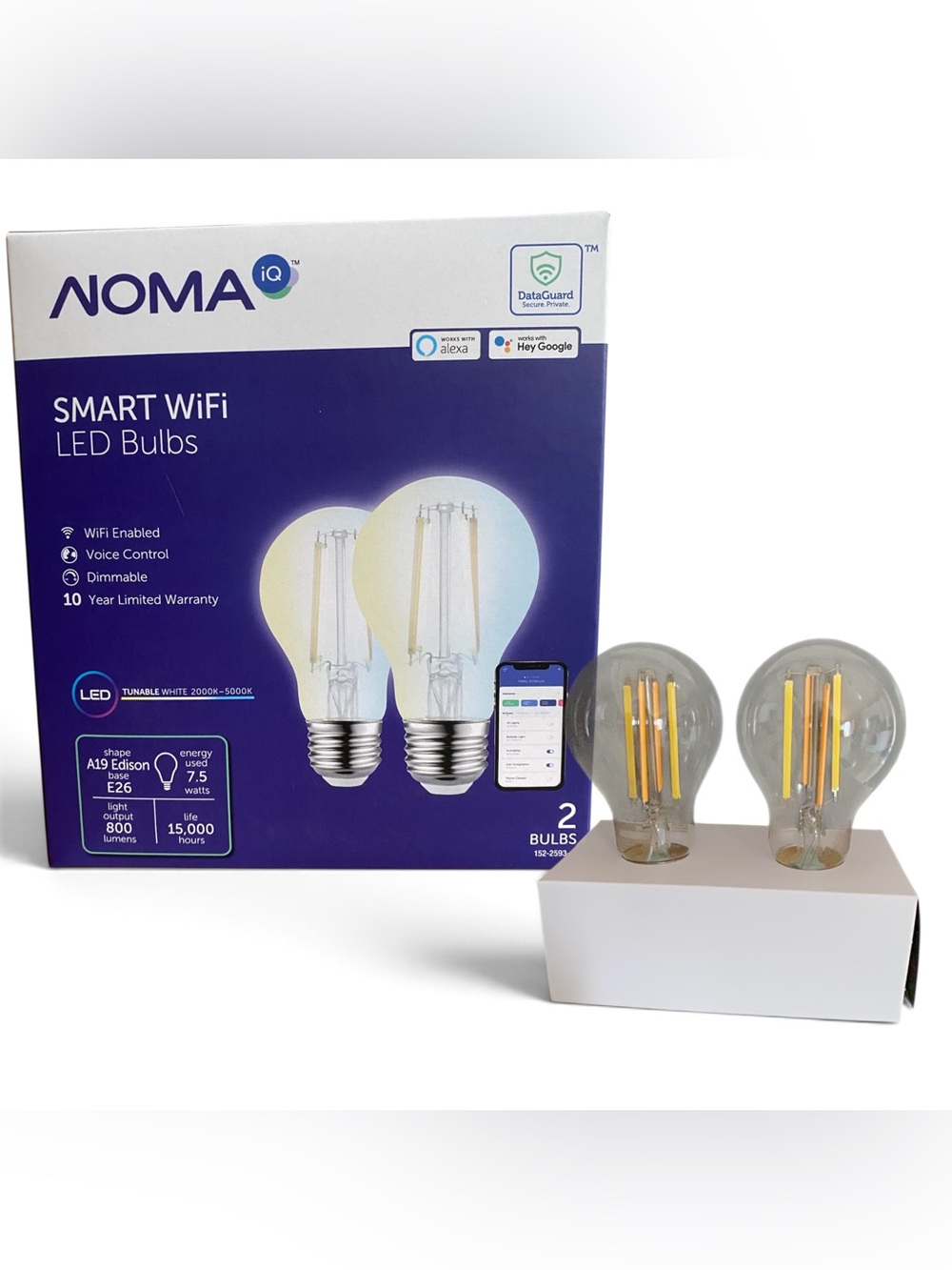 NOMA Smart WiFi LED Bulbs - Clear Glass, 2-Pack